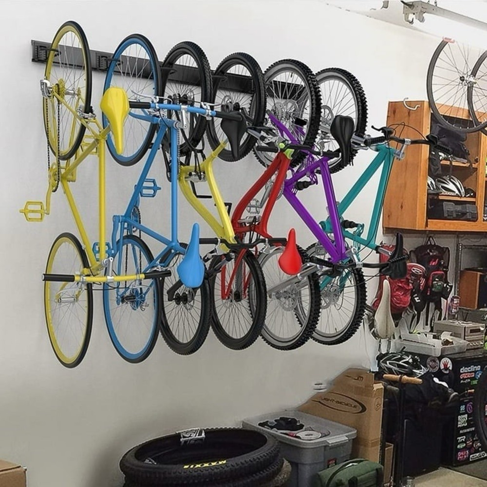 Bike Storage Garage Wall Mount Hanger, Bicycle Organizer with 8 Hooks 3 Panels